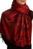 Fern Leaves On Red Pashmina With Tassels