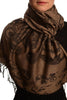 Fern Leaves On Brown Pashmina With Tassels