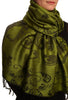 Fern Leaves On Green Pashmina With Tassels