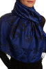 Fern Leaves On Persian Blue Pashmina With Tassels