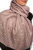Mirrored Paisley On Amaranth Pink Pashmina With Tassels