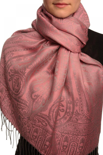 Mirrored Paisley On Hot Pink Pashmina With Tassels