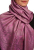 Mirrored Paisley On Ultra Pink Pashmina With Tassels