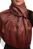 Mirrored Paisley On Burgundy Red Pashmina With Tassels