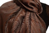 Mirrored Paisley On Dark Brown Pashmina With Tassels