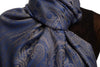 Mirrored Paisley On Persian Blue Pashmina With Tassels