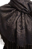 Mirrored Paisley On Black Pashmina With Tassels