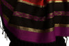 Purple Stripes & Gold Lurex Pashmina With Tassels