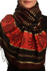 Chocolate Brown Stripes & Gold Lurex Pashmina With Tassels