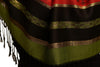 Olive Green Stripes & Gold Lurex Pashmina With Tassels