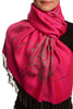 Large Roses On Fuchsia Pink Pashmina With Tassels