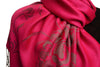 Large Roses On Fuchsia Pink Pashmina With Tassels