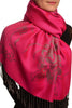 Large Roses On Fuchsia Pink Pashmina With Tassels