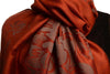 Large Roses On Terracotta Pashmina With Tassels