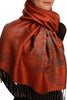 Large Roses On Terracotta Pashmina With Tassels