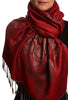 Large Roses On Burgundy Red Pashmina With Tassels