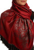 Large Roses On Burgundy Red Pashmina With Tassels