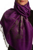 Large Roses On Purple Pashmina With Tassels