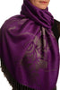 Large Roses On Purple Pashmina With Tassels