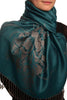 Large Roses On Teal Blue Pashmina With Tassels