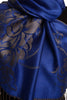 Large Roses On Persian Blue Pashmina With Tassels