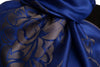 Large Roses On Persian Blue Pashmina With Tassels