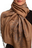 Large Roses On Mocha Pashmina With Tassels