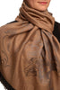 Large Roses On Mocha Pashmina With Tassels