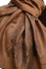 Large Roses On Mocha Pashmina With Tassels