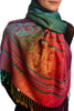 Small Clover On Prussian Blue Ombre Pashmina With Tassels
