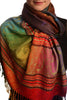 Small Clover On Brown Ombre Pashmina With Tassels