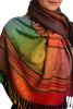 Small Clover On Brown Ombre Pashmina With Tassels