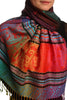 Small Clover On Black Ombre Pashmina With Tassels