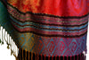 Small Clover On Black Ombre Pashmina With Tassels