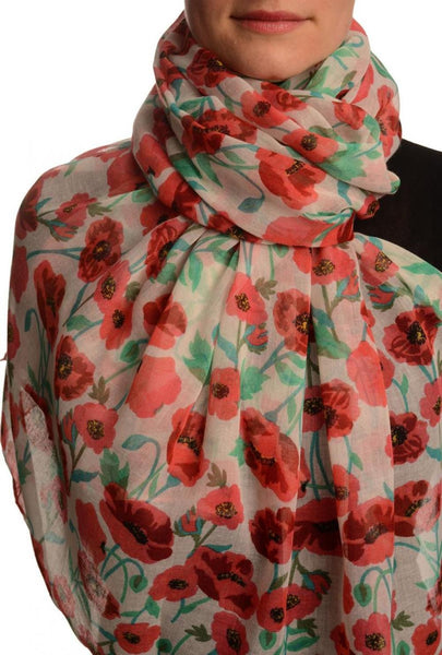 Poppy Flowers On White Unisex Scarf & Beach Sarong