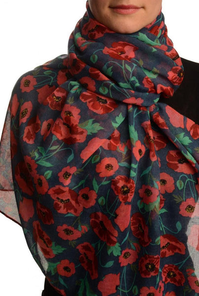 Poppy Flowers On Blue Unisex Scarf & Beach Sarong