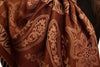 Frames and Paisleys On Pecan Brown Pashmina Feel With Tassels