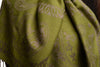 Frames and Paisleys On Olive Green Pashmina Feel With Tassels