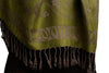 Frames and Paisleys On Olive Green Pashmina Feel With Tassels