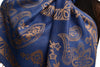 Frames and Paisleys On Blue Pashmina Feel With Tassels