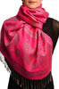Frames and Paisleys On Fuchsia Pink Pashmina Feel With Tassels