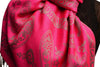 Frames and Paisleys On Fuchsia Pink Pashmina Feel With Tassels