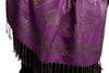 Frames and Paisleys On Purple Pashmina Feel With Tassels