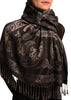 Frames and Paisleys On Black Pashmina Feel With Tassels