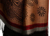 Red Frame & Paisleys On Sienna Brown Pashmina Feel With Tassels