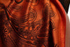 Red Frame & Paisleys On Orange Pashmina Feel With Tassels
