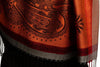 Red Frame & Paisleys On Orange Pashmina Feel With Tassels