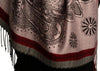 Red Frame & Paisleys On Amaranth Pink Pashmina Feel With Tassels