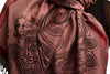 Red Frame & Paisleys On Puce Pink Pashmina Feel With Tassels