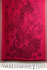 Red Frame & Paisleys On Ruby Pink Pashmina Feel With Tassels